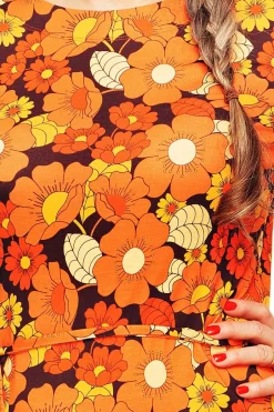 Online Doris klänning 1970 orange Klänningar