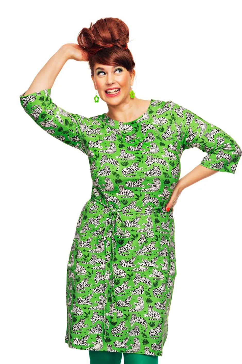 Clearance Doris klänning Tigrar Grön Klänningar