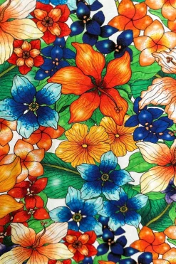 Sale Ekologiskt trikåtyg Blomster Orange Tyg