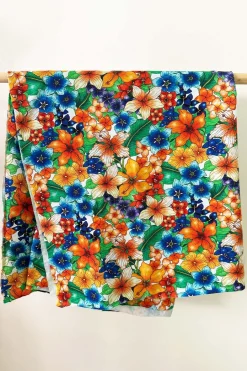 Sale Ekologiskt trikåtyg Blomster Orange Tyg