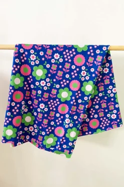 Discount Ekologiskt trikåtyg Daisy Blå Tyg