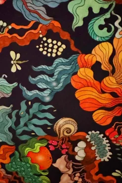 Online Ekologiskt trikåtyg Evighet Blå Tyg