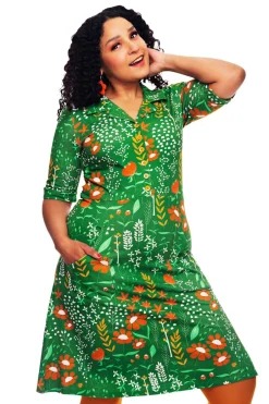 Discount Monica klänning Bladverk Grön Klänningar