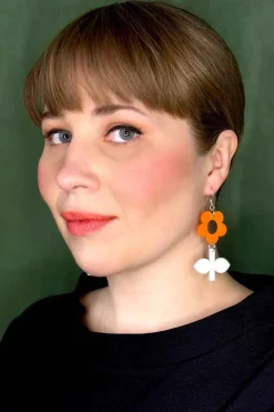 Discount Örhängen Blom Apelsin/Vitsippa liten Örhängen