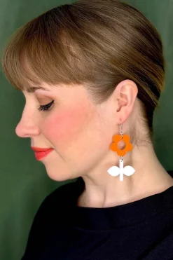 Discount Örhängen Blom Apelsin/Vitsippa liten Örhängen