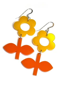 Fashion Örhängen Blom Solros/Apelsin liten Örhängen