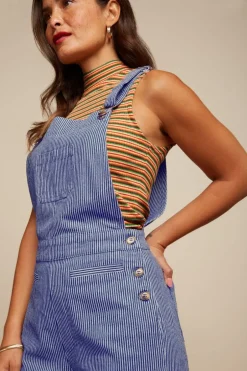 Online Salopette hängselbyxa Stripe Denim Blue Byxor