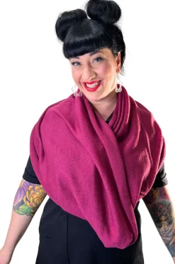 New Slätstickad tubsjal Cerise Halsdukar & Sjalar