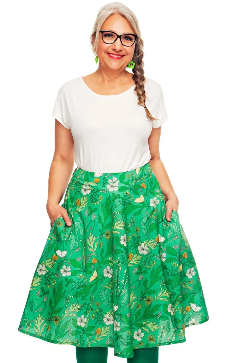 Outlet Solbritt kjol Ogräs Grön Kjolar