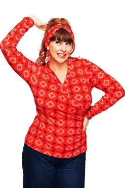 Outlet Susanne topp Mosaik Röd Toppar